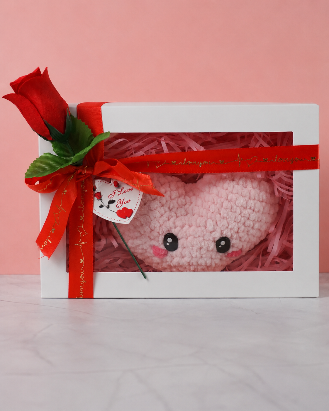 Lovey het Hartje – Gehaakte hartjesknuffel in geschenkdoos | Handgemaakt Valentijnscadeau